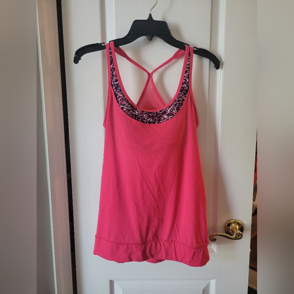 Lululemon Minimalist Tank Top Black Pink Multi Size 6 Built-in Sports Bra